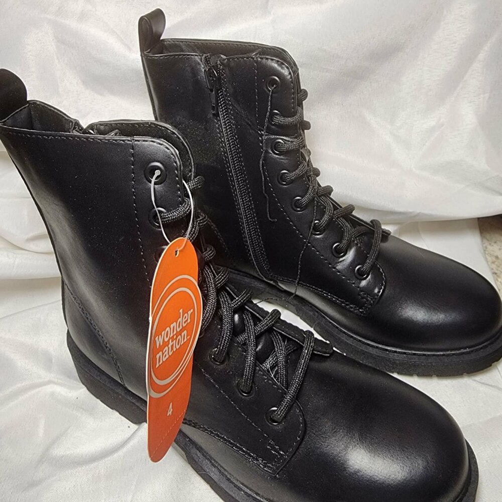 Wonder Nation Big Kid 4 Black Comat Boots
